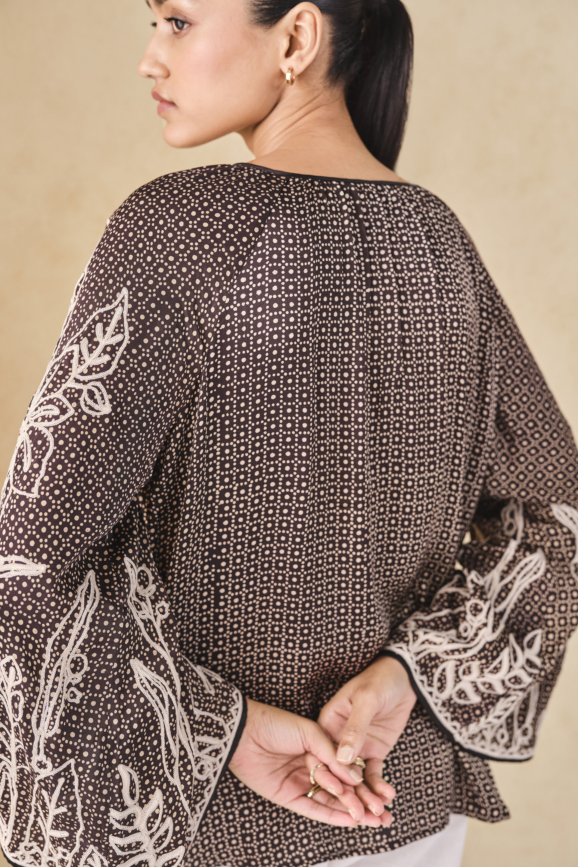 Terrain Handcrafted Ajrakh Top - Black, Black, image 6